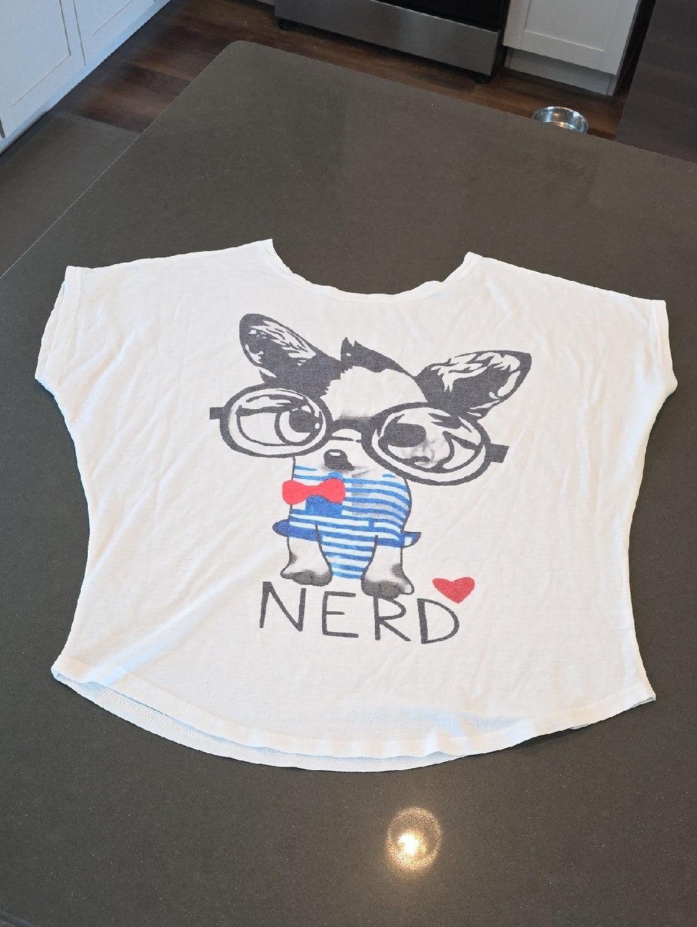 Vintage White Short Sleeve 'Nerd' Puppy Graphic Tee